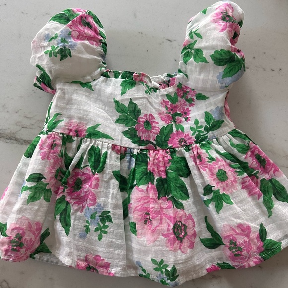 FLORAL BUBBLE SLEEVE PEPLUM TOP NWT 12-18 months Janie and Jack - Picture 3 of 6
